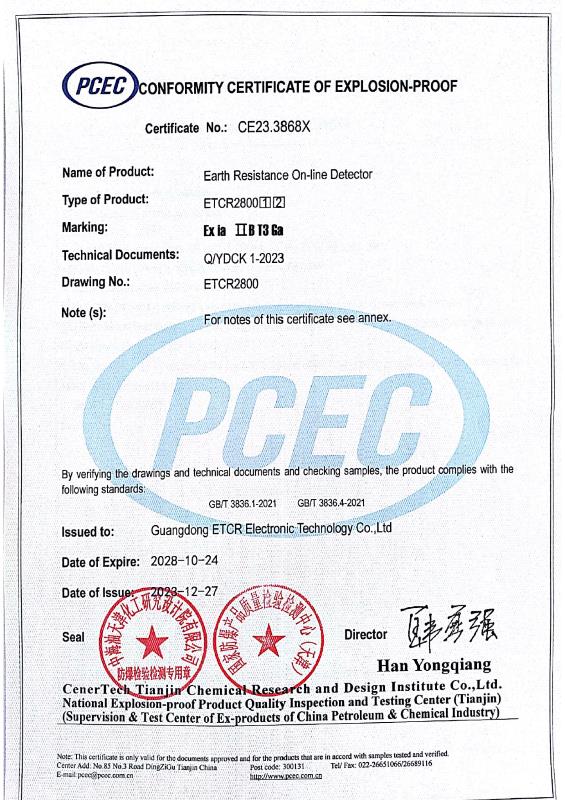 ETCR2800 Conformity Certificate Of Explosion-Proof-1